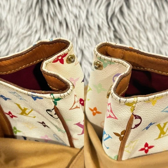 LOUIS VUITTON White Monogram Multicolore Aurelia MM Tote Bag - Picture 3 of 16